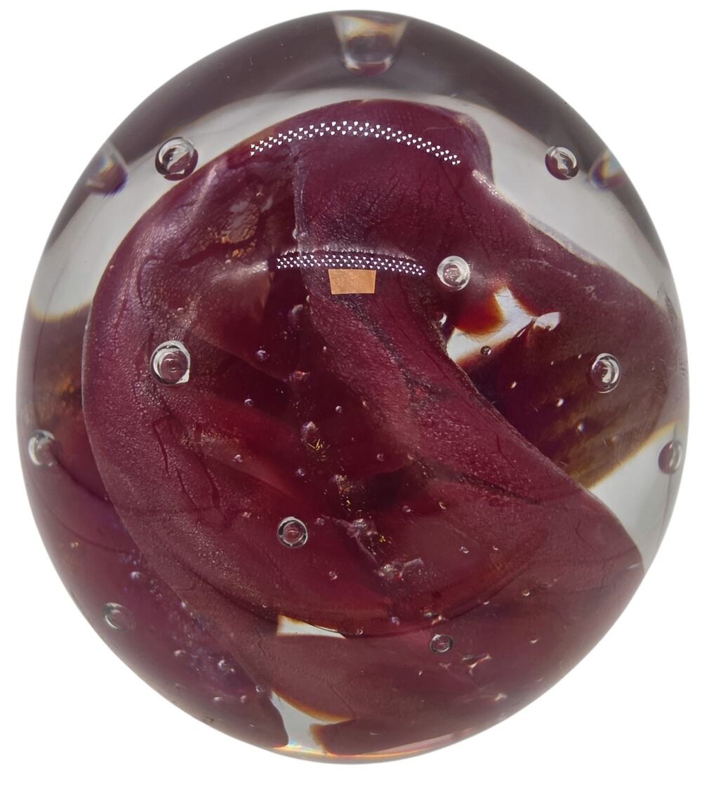 JALAMA GLASS STUDIOS ROSE PINK SWIRL ART GLASS PAPERWEIGHT CC WALTERS